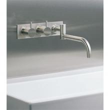 Vola 633K-16TR - 633K Two-Handle Wall-Mounted Basin Set with Double-Swivel Spout and Plate Trim