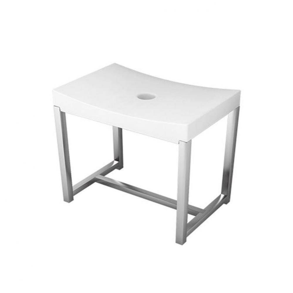 Shower Bench With Chrome Foot Structure White