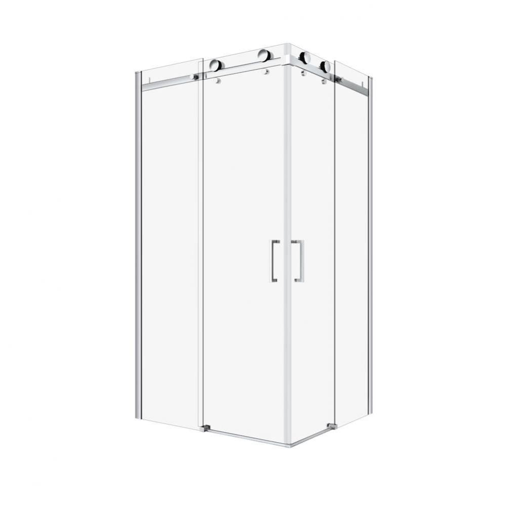 Bellini 42'' X 36'' Chrome Clear Rectangular Corner Shower Door