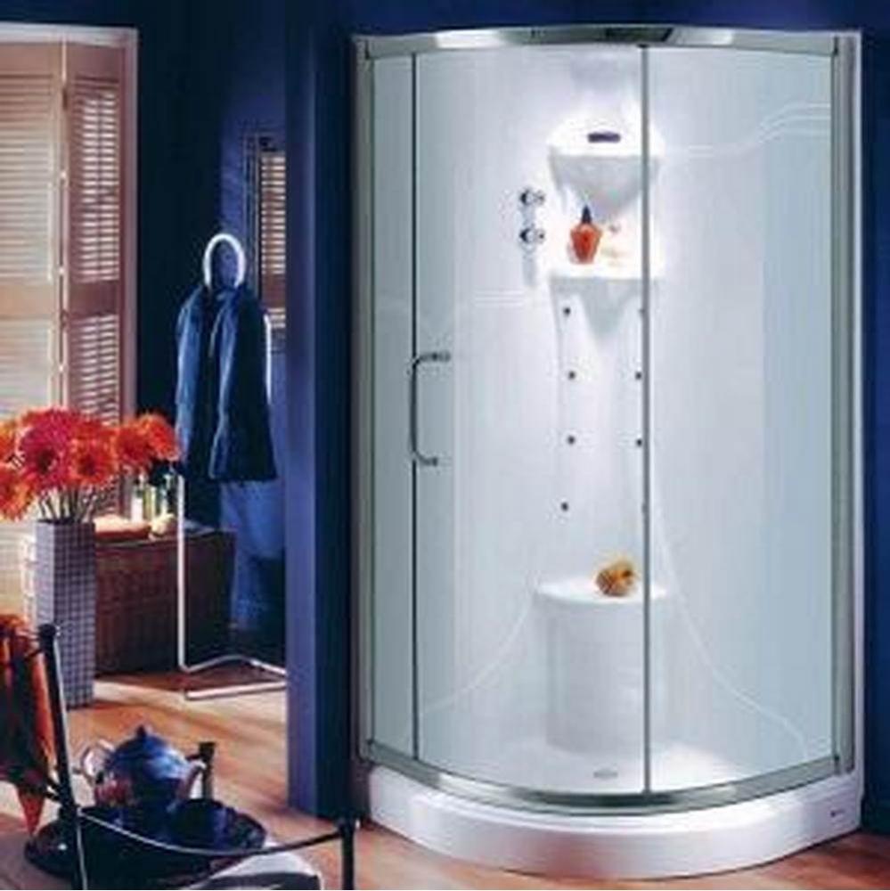 Bellini 36X36 Chrome Clear Round Corner Shower Door Left Side