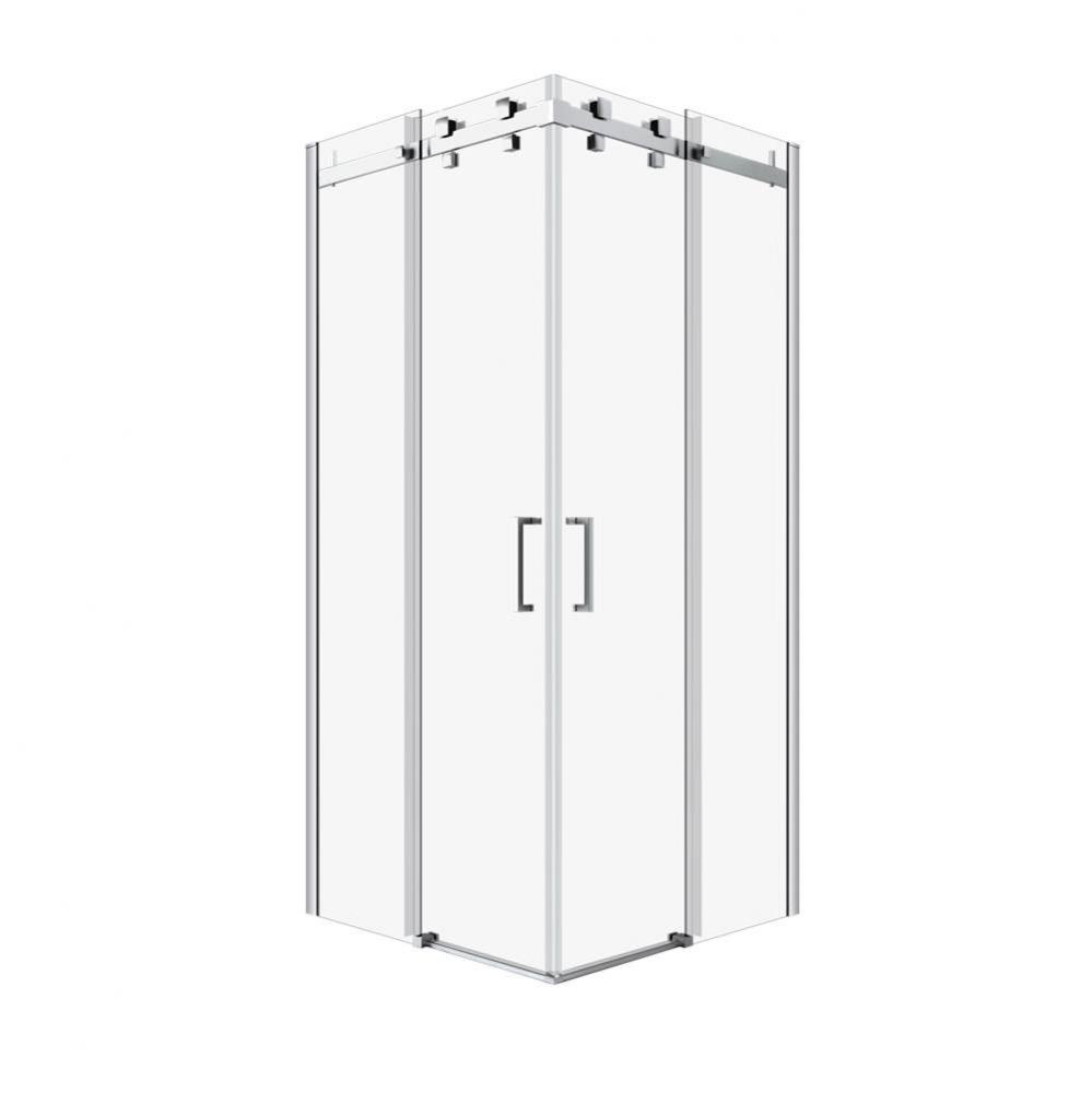 Piazza 36''X 36'' Chrome Clear Square Corner Shower Door