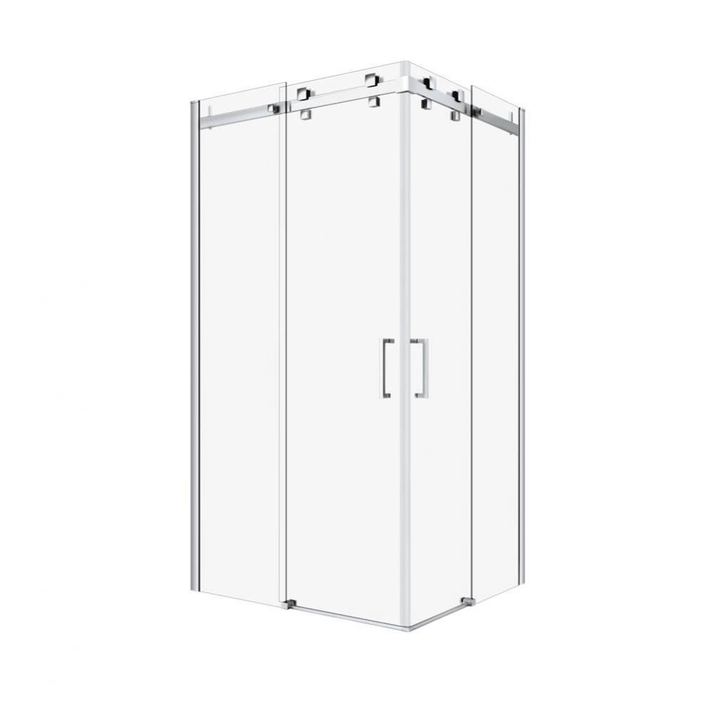 Piazza 42'' X 36'' Chrome Clear Rectangular Corner Shower Door