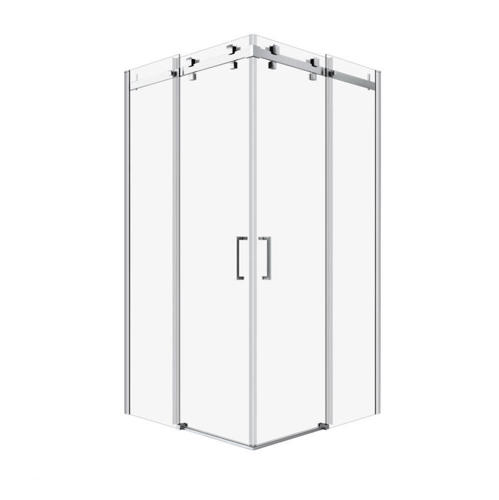 Piazza 42'' X 42'' Chrome Clear Square Corner Shower Door