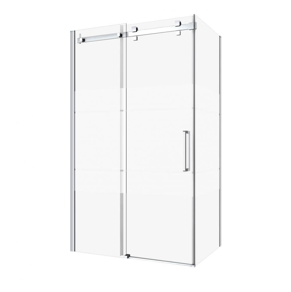 Piazza 60 Straight Shower Door Wall Closing Chrome Clear