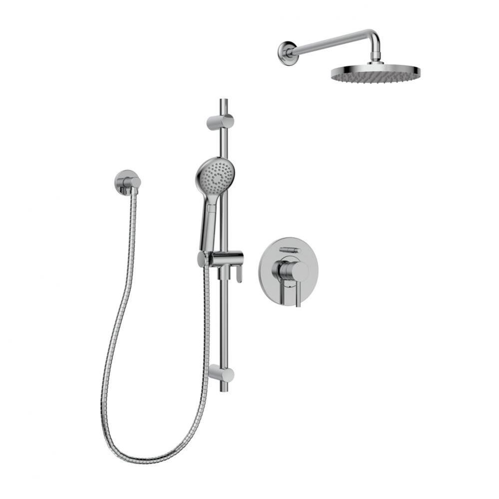 Sou Shower Faucet W/ Div Cp Sliding Bar & Rain Shower