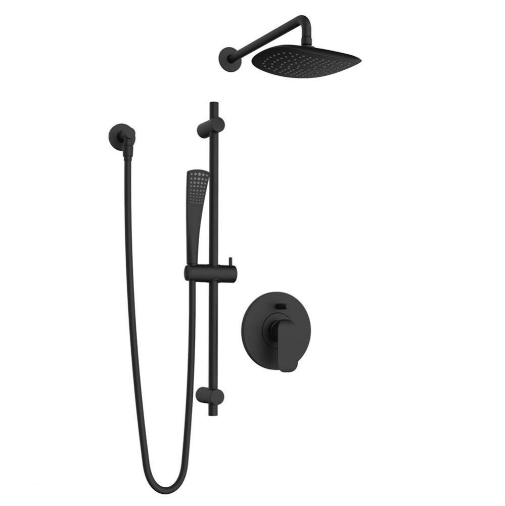 Kit: Matte Black Shower Faucet ? Trim W/Pressure Bal Diverter Valve, Vol Control