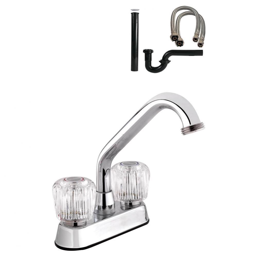 4'' Deck Laundry Faucet Cp W/K2 Acrylic Round Handle Kit