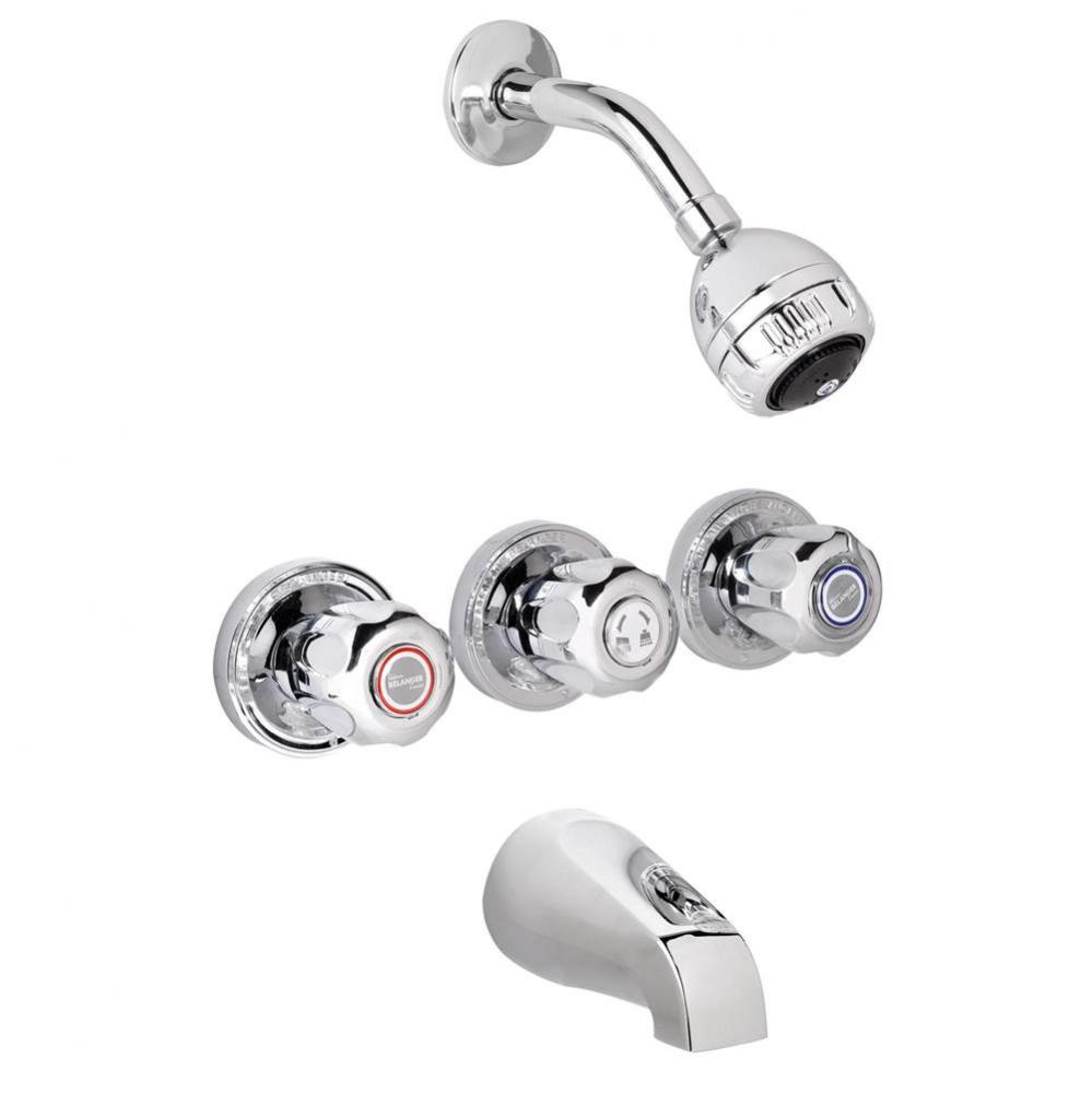 Tub & Shr Trim Cp 3 Handles Chrome Round Handle Plastic