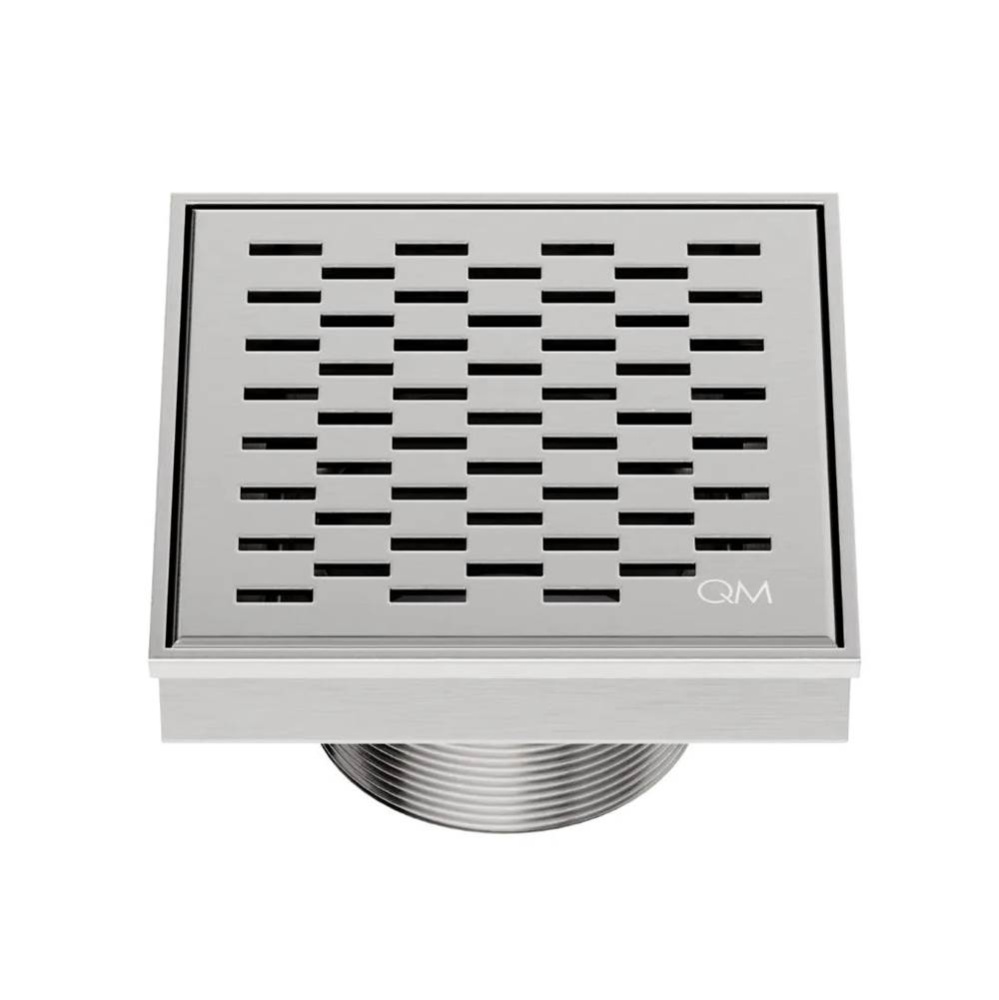 Delmar Series. Delta Line. 4'' Square Drain. Satin fin.