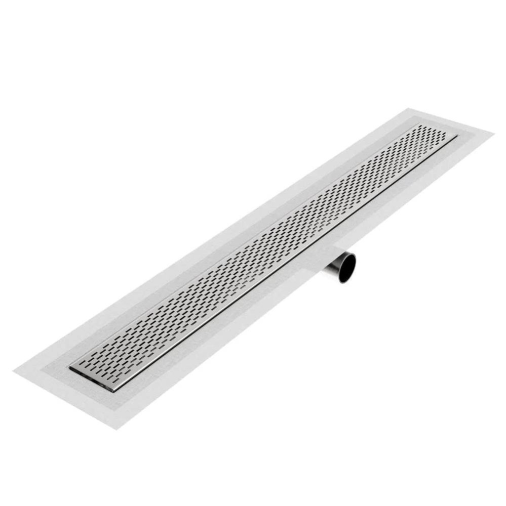 Delmar Series. 24'' Standard length Side Outlet linear drain. Delta Line. Satin