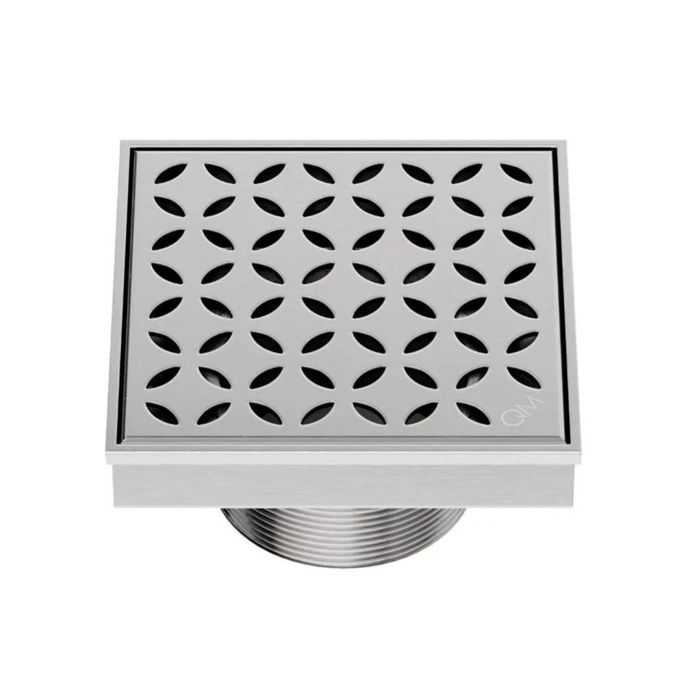 Delmar Series. Lotus Line. 4'' Square Drain. Satin Finish