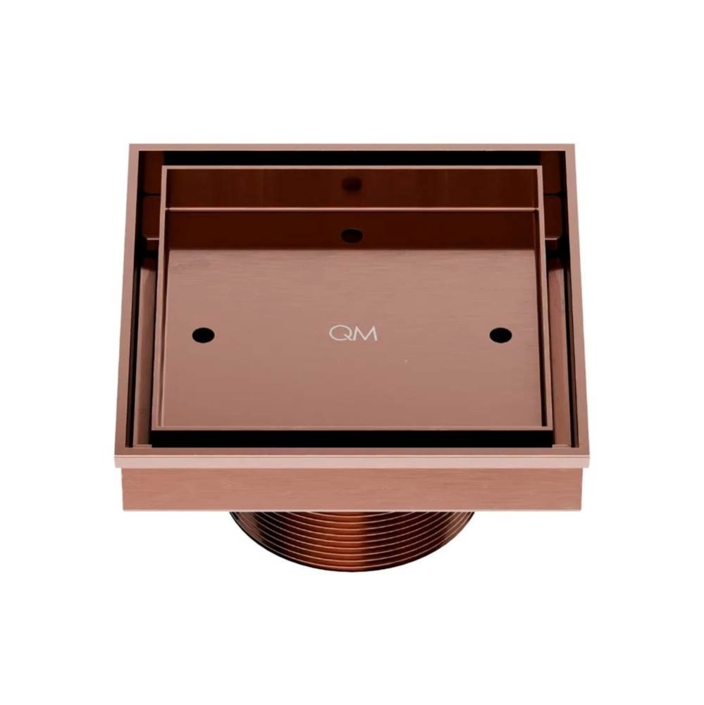 Delmar Series. Mist (Tile-In) Line. 4'' Square Drain. Bronze Finish