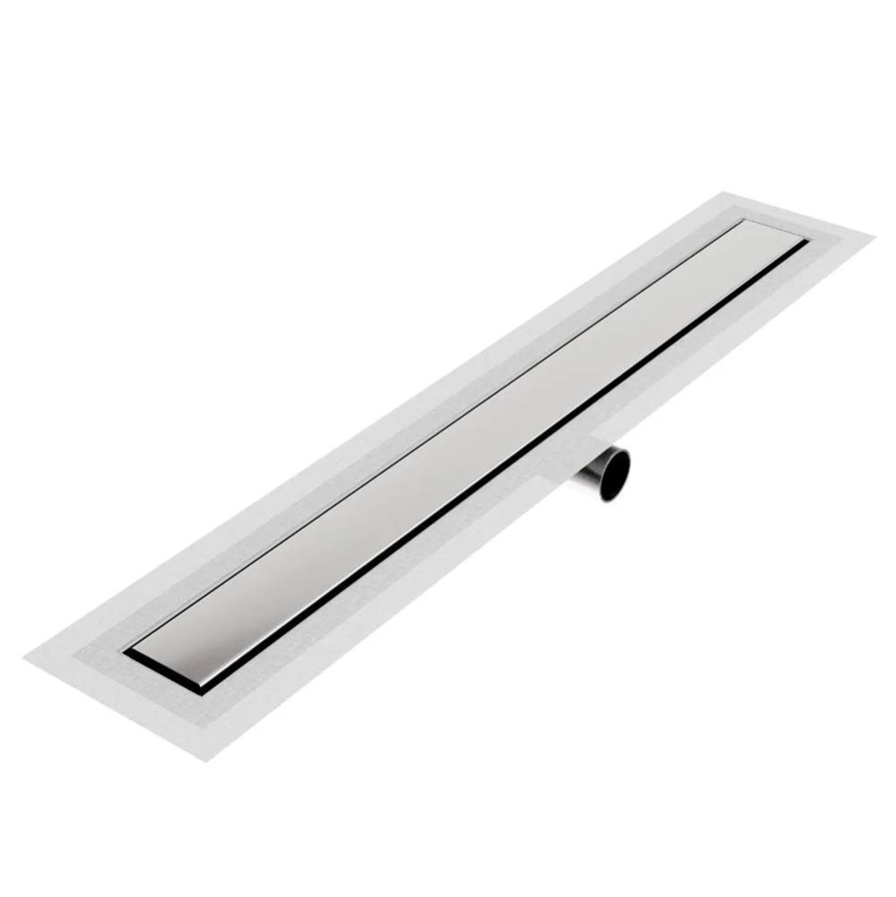 Delmar Series. 58'' Standard length Side Outlet linear drain. Mist (Tile-in) Line. Frame