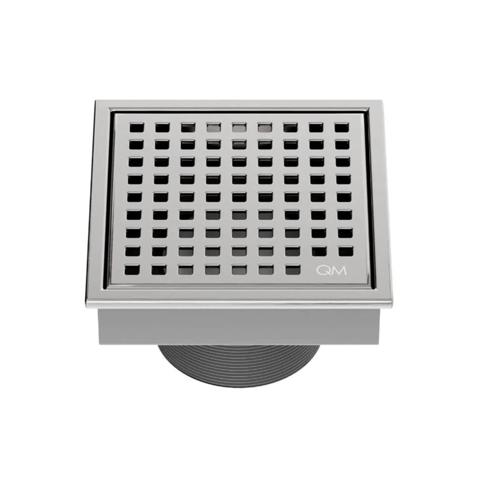 Lagos Series. Mira Line. 4'' Square Drain. Satin fin.