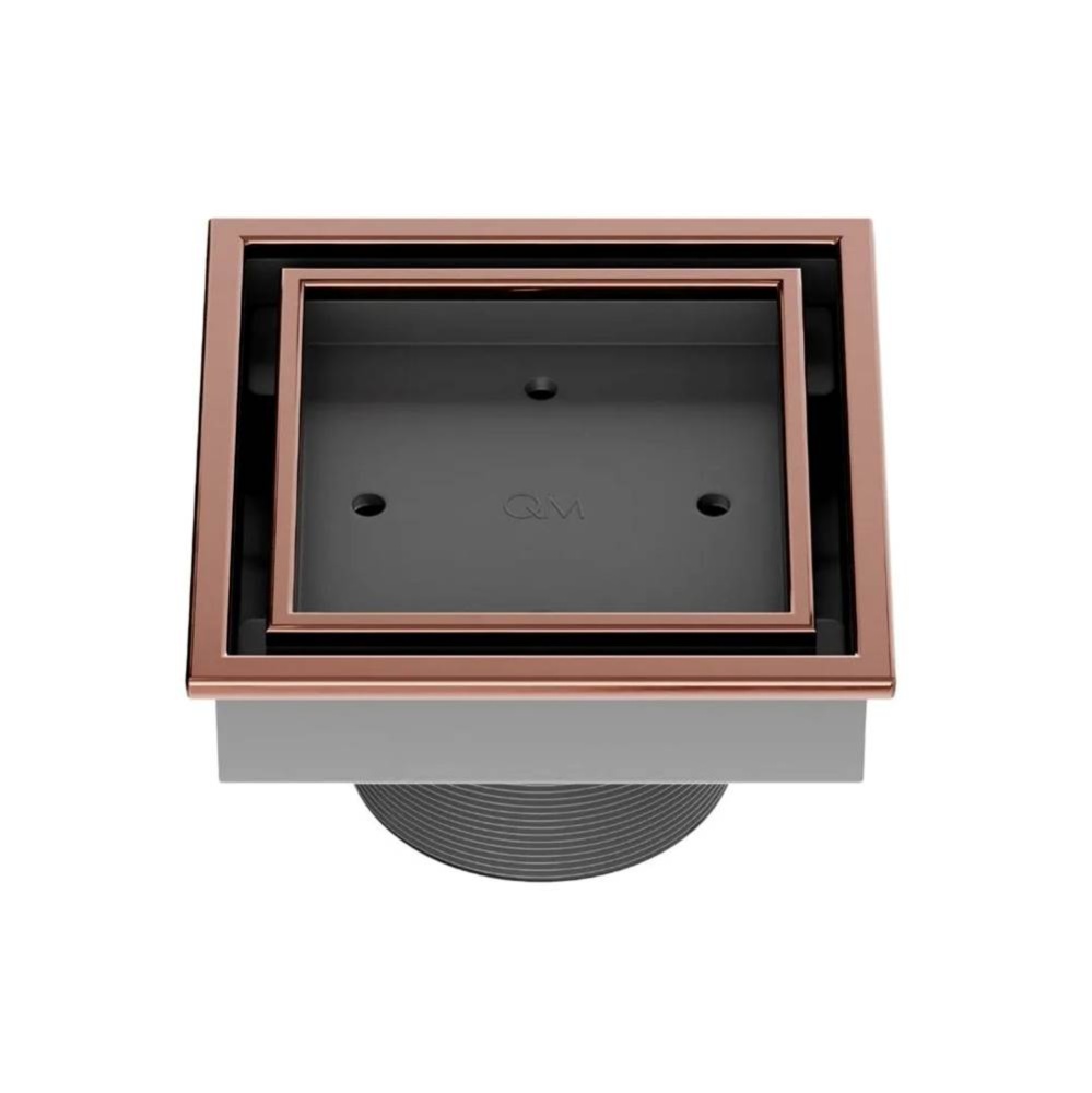 Lagos Series. Veil Line. 4'' Square Drain. Bronze