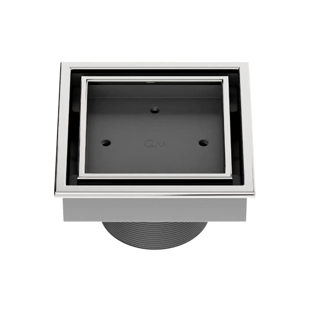 Lagos Series. Veil Line. 4'' Square Drain. Polished fin.
