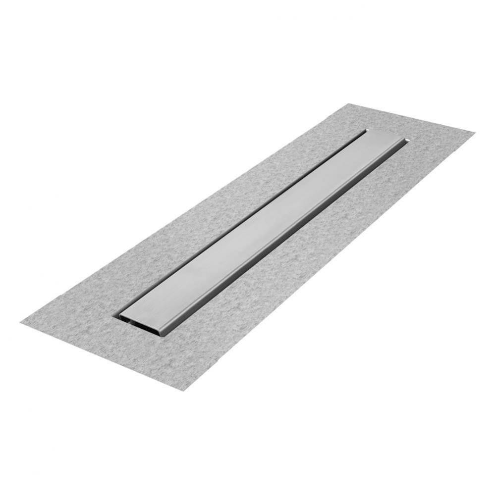 Delmar Series. 58'' Standard length Flange Edge linear drain. Mist (Tile-in) Line. Frame