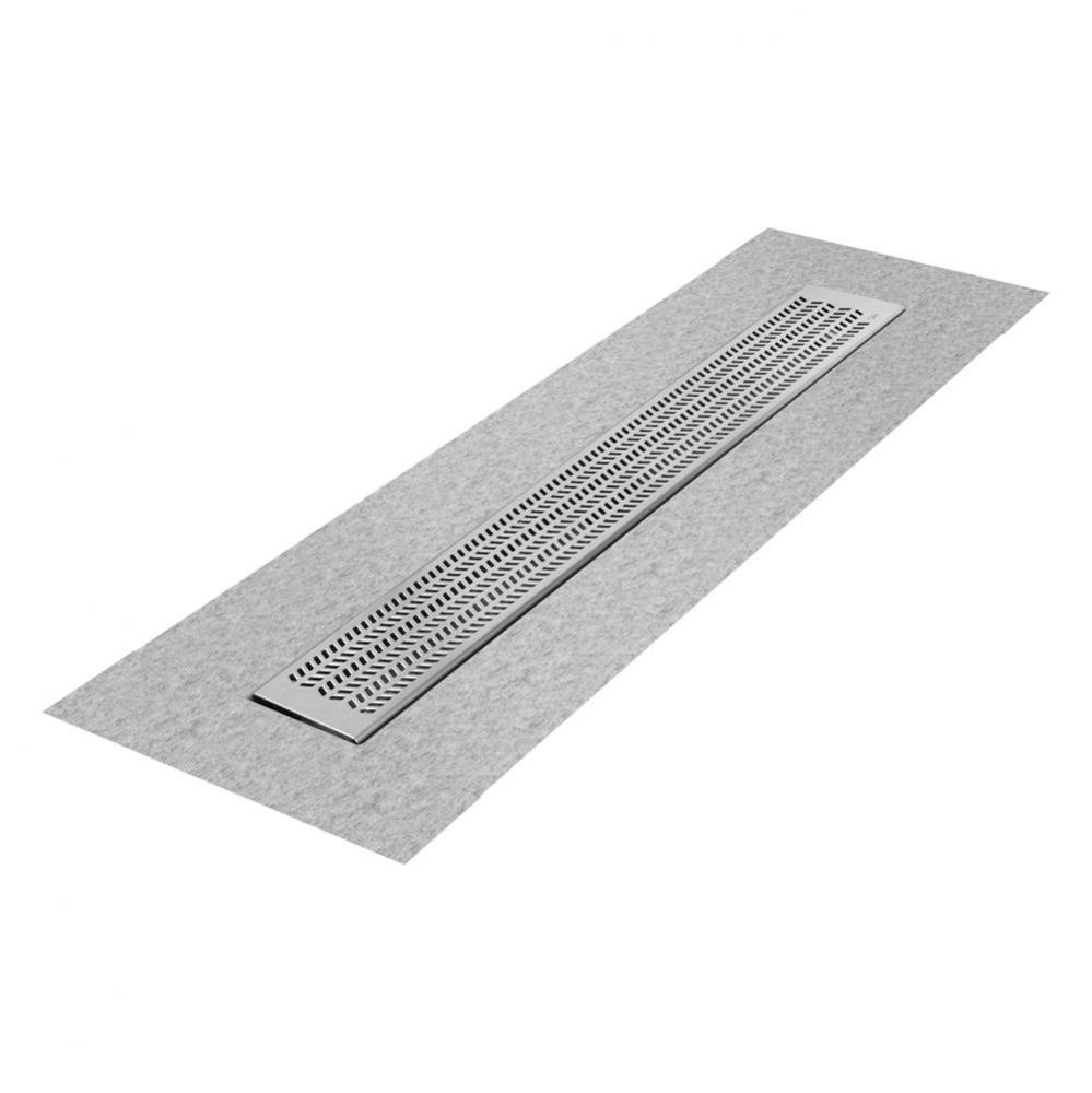 Delmar Series. 28'' Standard length Flange Edge linear drain. Nami Line. Satin