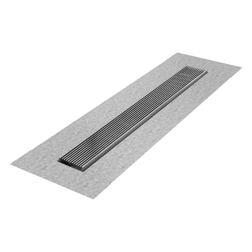 Delmar Series. 24'' Standard length Flange Edge linear drain. Wedgewire Line. Polished