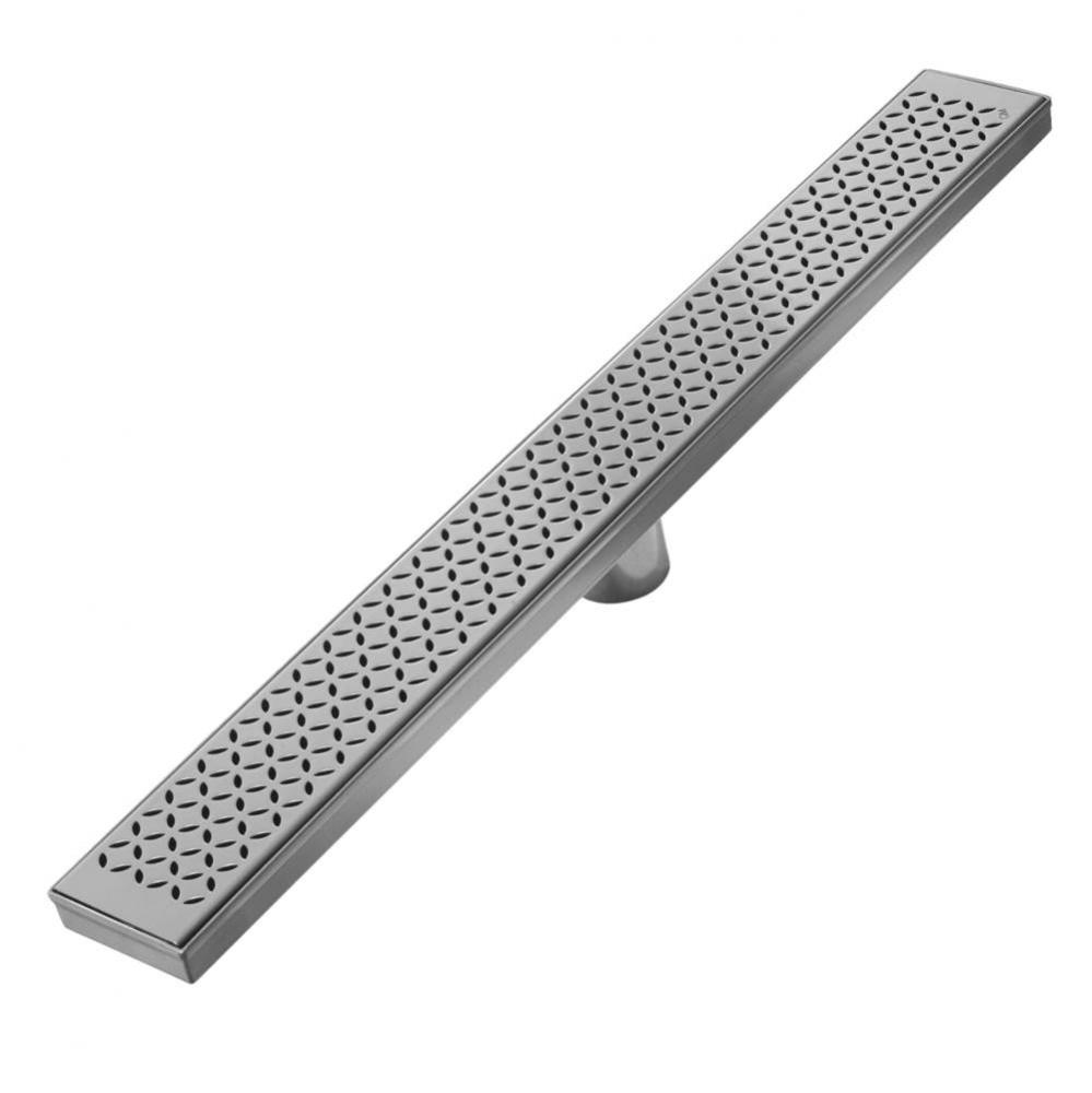 Delmar Series. 24'' Standard length Plain Edge linear drain.  Lotus Line. Satin