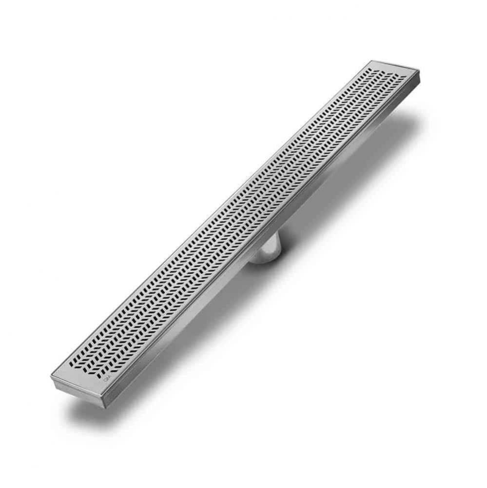 Delmar Series.Flange Edge Base.Nami linear drain 24'' x 3 3/8''. Satin Finish.