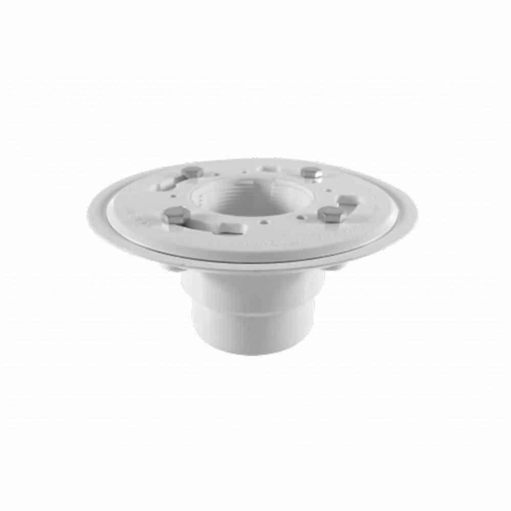 PVC Flange Drain 2'' throat, 2'' outlet No Hub