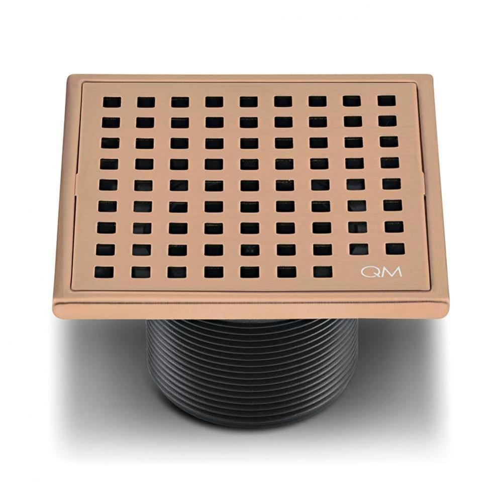 Lagos Series. Mira Line. 4'' Square Drain. Bronze fin.