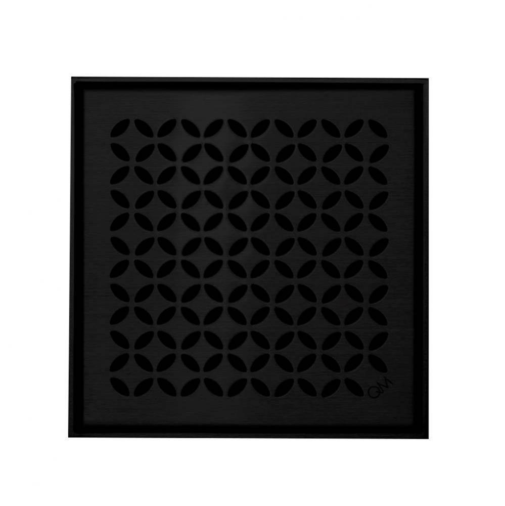 Delmar Series. Lotus Line. 5 3/4'' Square Drain. Black/Orb fin.