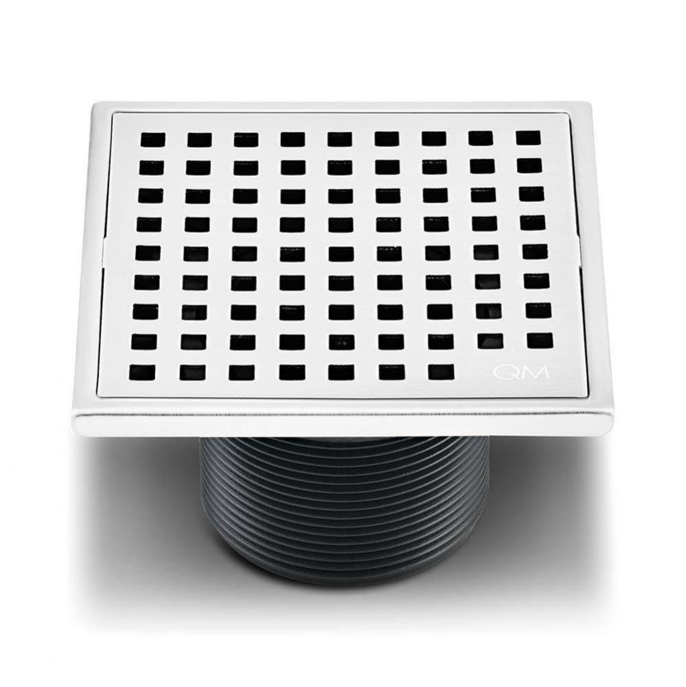 Lagos Series. Mira Line. 4'' Square Drain. Polished fin.