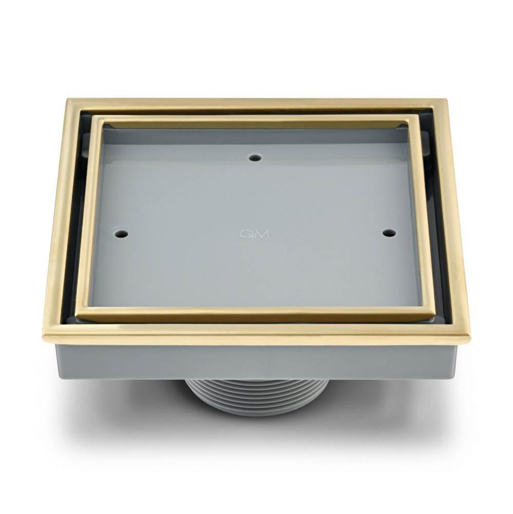 Lagos Series. Veil Line. 5 3/4'' Square Drain. Gold fin.