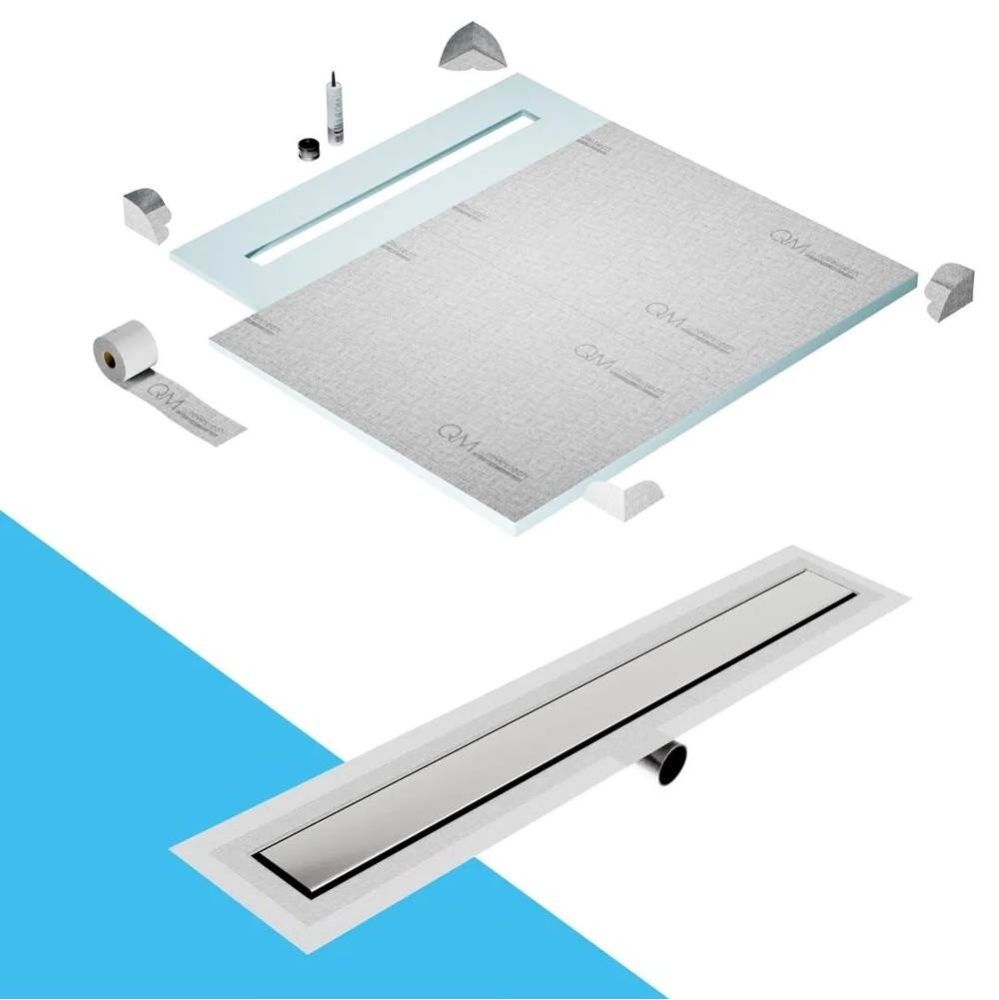 Shower Pan Curbless Kit 56'' with a 48'' Mist (Tile-in) Linear Drain Flange Ed