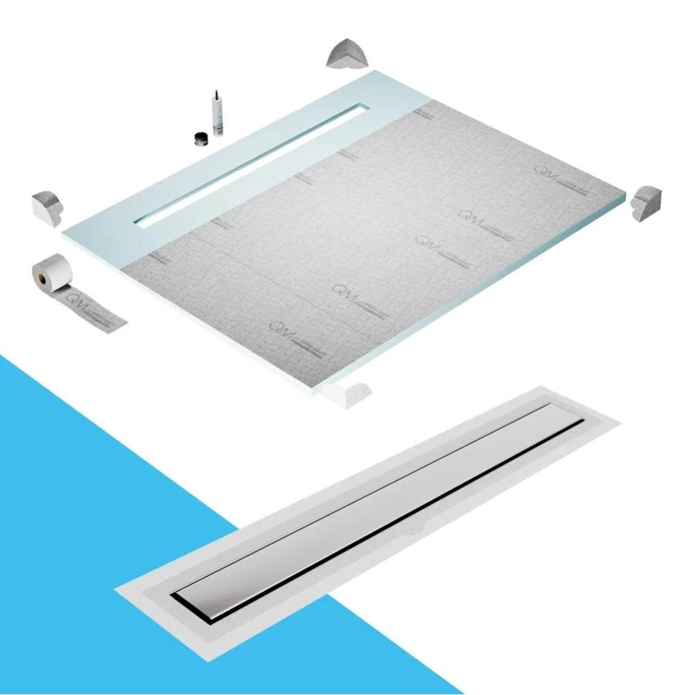 Shower Pan Curbless Kit 80'' with a 58'' Mist (Tile-in) Linear Drain Flange Ed