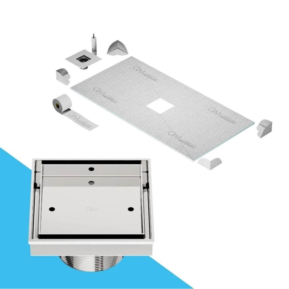 Curbless Center Shower Pan Kit 32'' x 63'' with 4''Mist (Tile-In) Sq