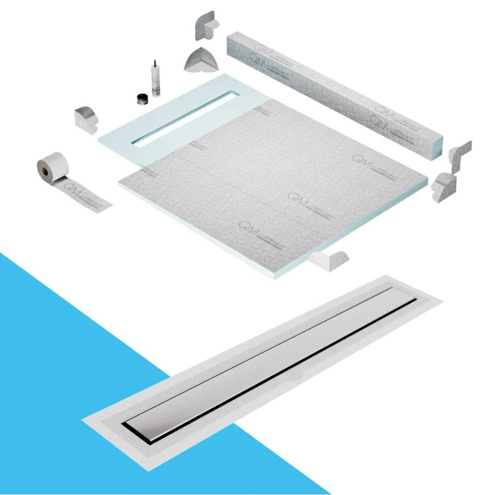 Shower Pan Kit 40'' with a 32'' Mist (Tile-in) Linear Drain Flange Edge Framel