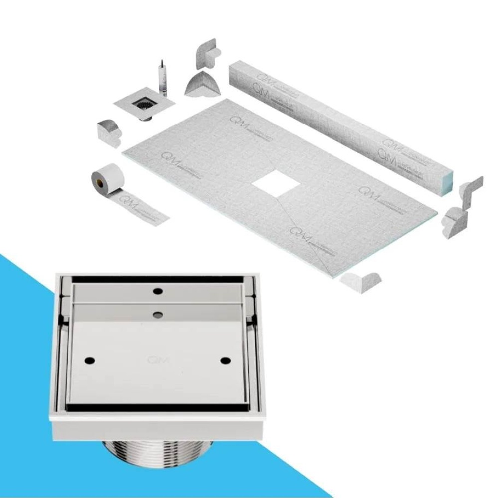 Center Shower Pan Kit 32'' x 63'' with 4''Mist (Tile-In) Square Drai