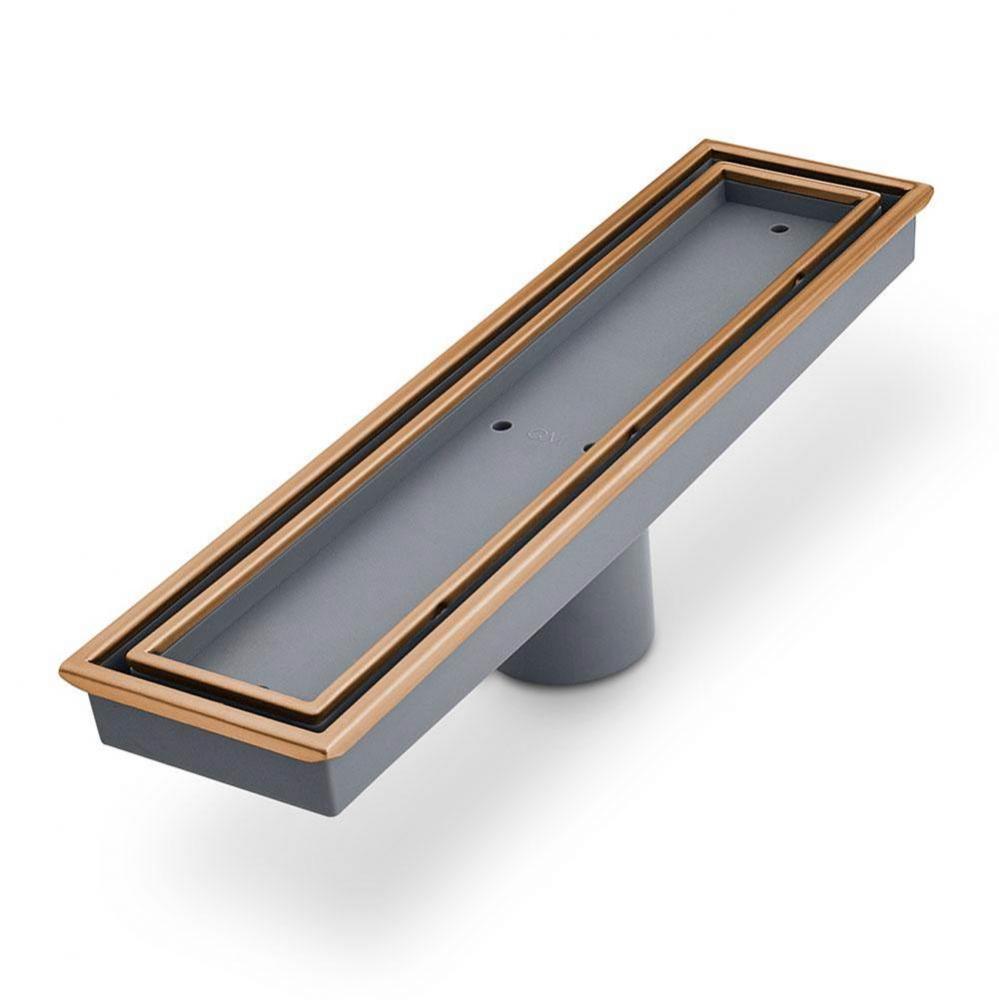 Lagos Series. Veil Line. Linear Drain 12'' . Bronze fin.