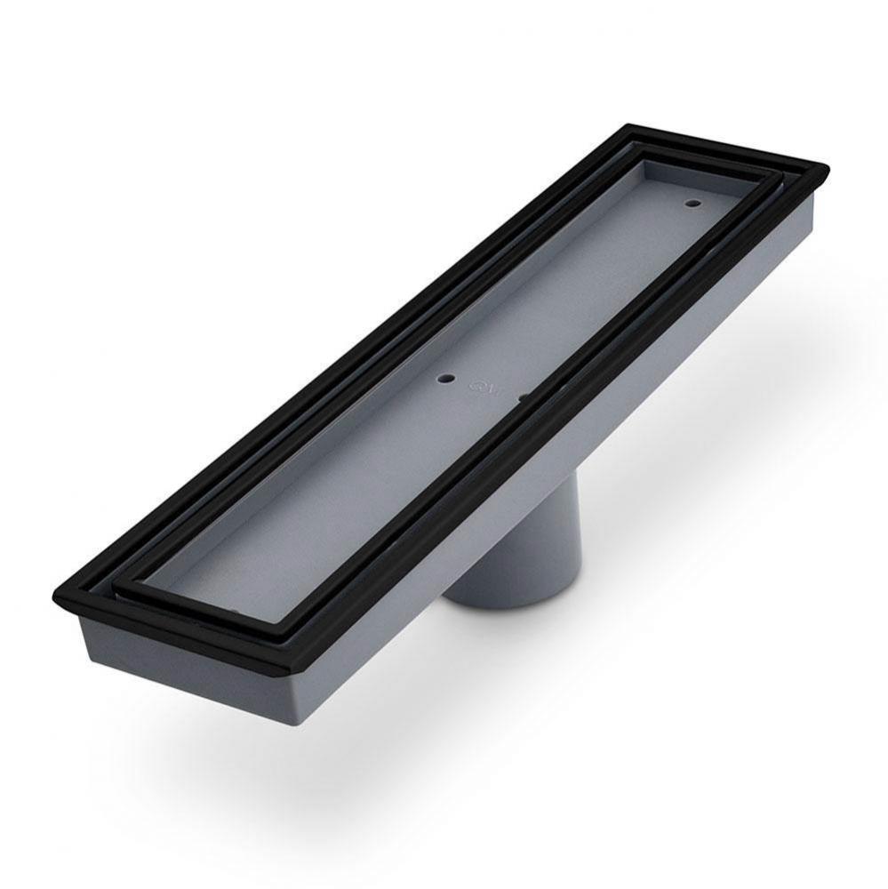 Lagos Series. Veil Line. Linear Drain 12'' . ORB/Black fin.