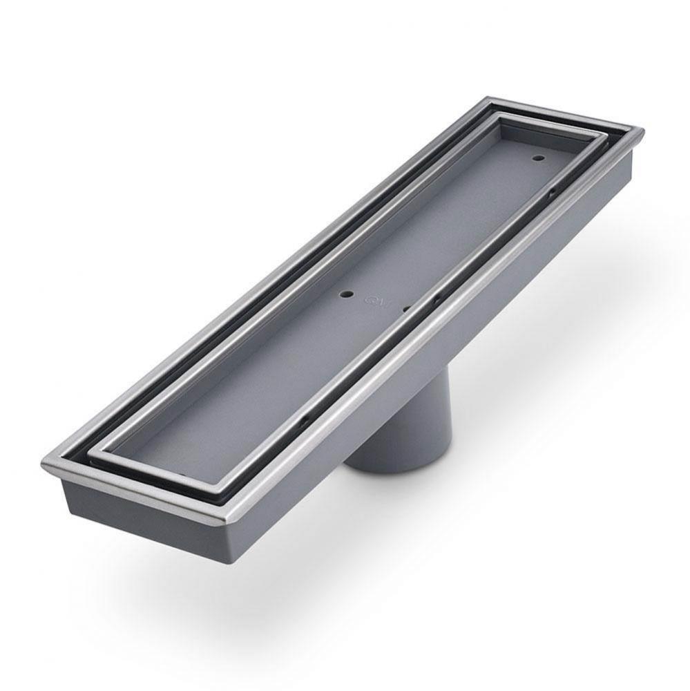 Lagos Series. Veil Line. Linear Drain 12'' x 3''. Satin fin.