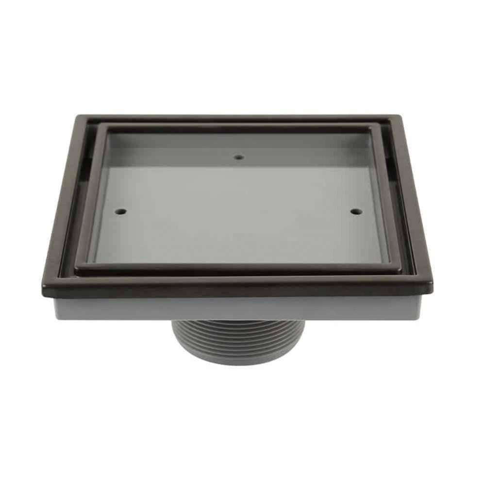 Lagos Series. Veil Line. 5 3/4'' Square Drain. Black/Orb fin.