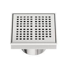 QM Drain 33.200.04 PS - Delmar Series. Kai Line. 4'' Square Drain. Polished Finish