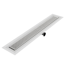 QM Drain 33.400.32FSO ST - Delmar Series. 32'' Standard length Side Outlet linear drain. Lotus Line. Satin