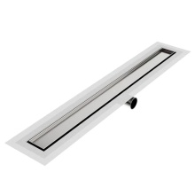 QM Drain 33.500.48FSO ST - Delmar Series. 48'' Standard length Side Outlet linear drain. Mist (Tile-in) Line. Satin