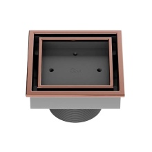 QM Drain 88.300.04 BZ - Lagos Series. Veil Line. 4'' Square Drain. Bronze