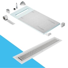 QM Drain SP32.33.400.24F PS - Shower Pan Curbless Kit 32'' with a 24'' Lotus Linear Drain Flange Edge in Pol