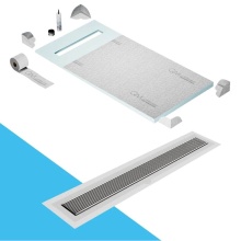 QM Drain SP32.33.700.24F ST - Shower Pan Curbless Kit 32'' with a 24'' Wedgewire Linear Drain Flange Edge in