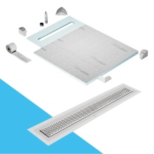 QM Drain SP40.33.300.32F ST - Shower Pan Curbless Kit 40'' with a 32'' Delta Linear Drain Flange Edge in Sat