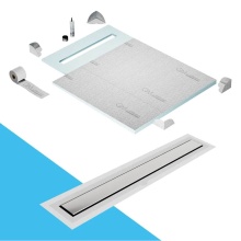 QM Drain SP40.33.500.32F - Shower Pan Curbless Kit 40'' with a 32'' Mist (Tile-in) Linear Drain Flange Ed