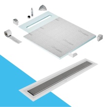 QM Drain SP40.33.700.32F ST - Shower Pan Curbless Kit 40'' with a 32'' Wedgewire Linear Drain Flange Edge in