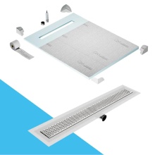 QM Drain SP48.33.300.36FSO ST - Shower Pan Curbless Kit 48'' with a 36'' Delta Linear Drain Flange Edge Side O
