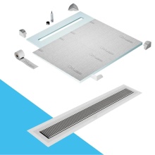 QM Drain SP56.33.700.48F ST - Shower Pan Curbless Kit 56'' with a 48'' Wedgewire Linear Drain Flange Edge in